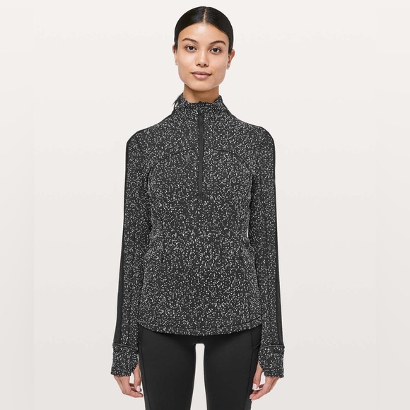 Lululemon Run Briskly 1/2 Zip Magnetized Jacquard Black White / Black | Size 4 - Picture 1 of 10